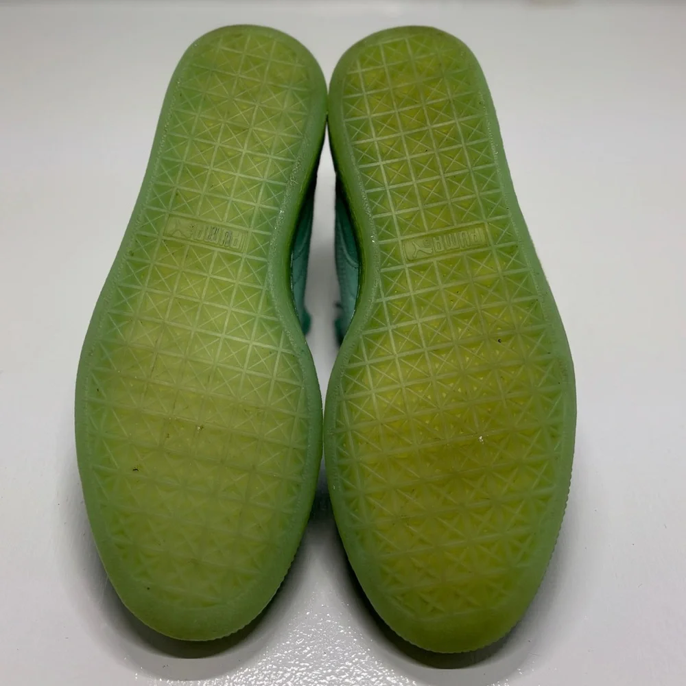 Puma Suede Classic Mint Green Iced Sole Sneakers Size US 6.5C Translucent Sole - Picture 8 of 13